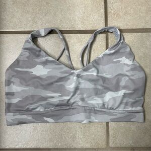 Athleta Solace Strappy Sports Bra Camo Medium Impact Size M